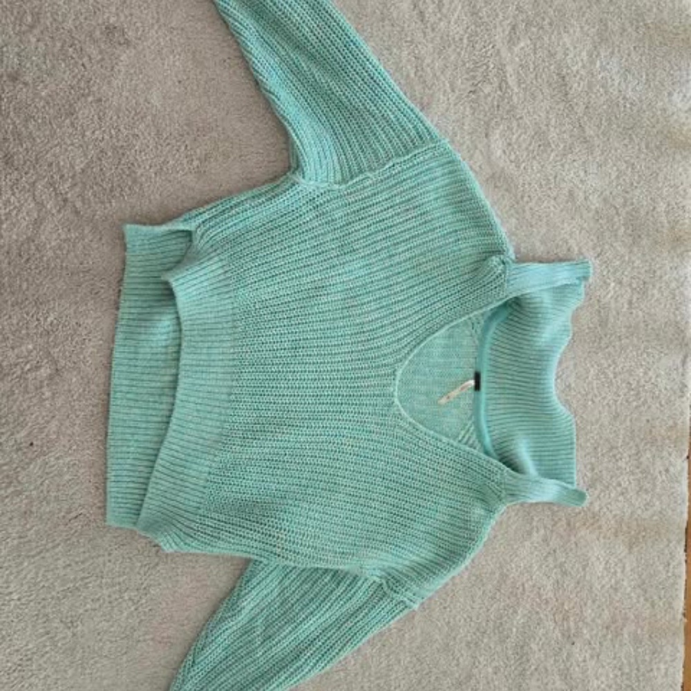 Free people turquoise cotton sweater XS - Picture 2 of 6